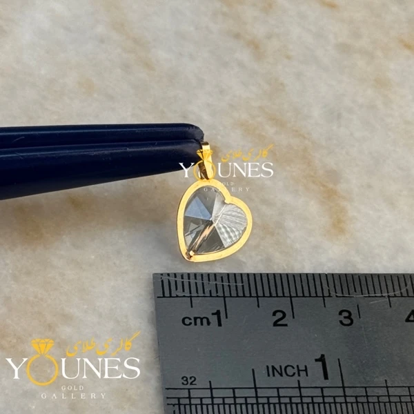 آویز طلا سواروسکی قلبی خاکستری